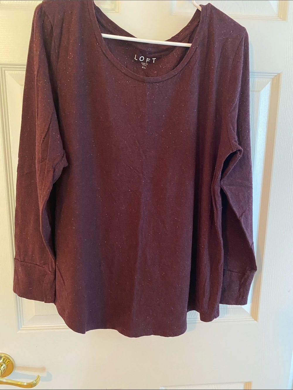 LOFT Long Sleeve Scoop Neck Tee— Burgundy